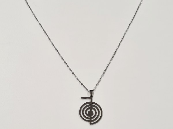 collier reiki argenté acier inoxydable